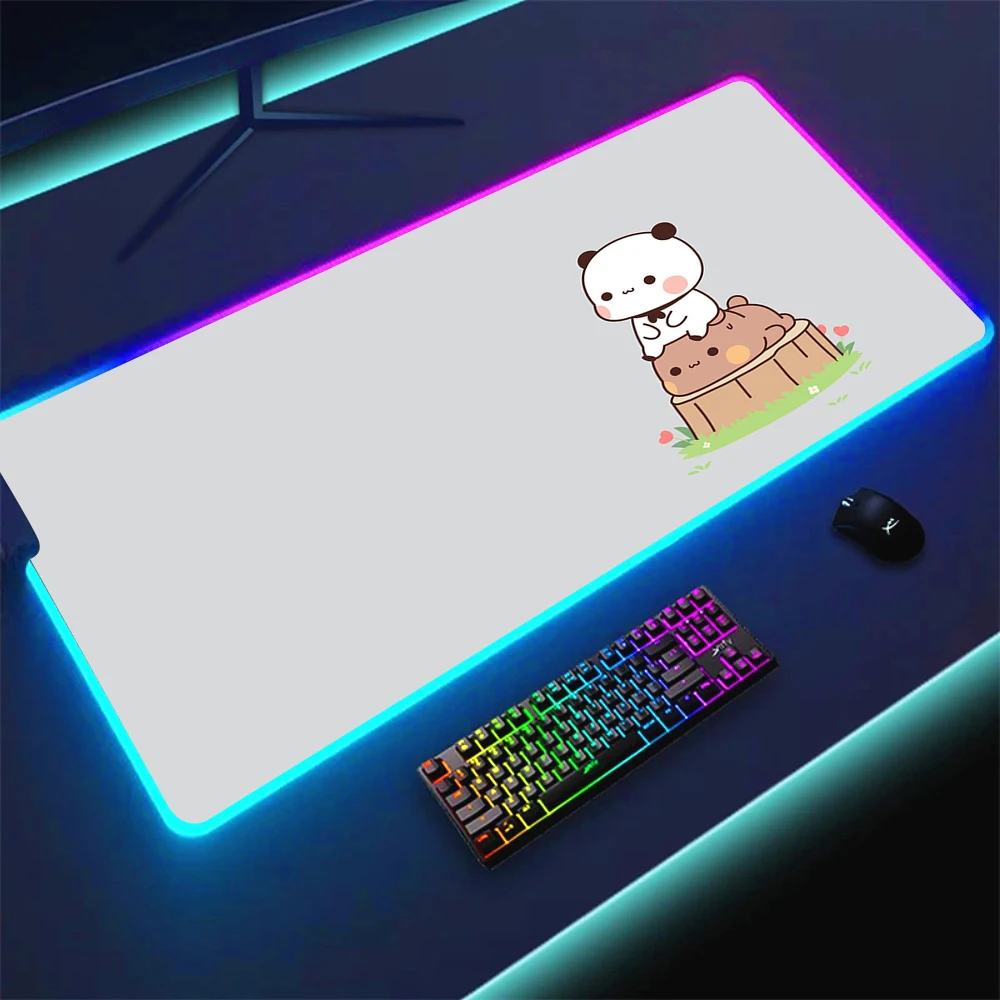 RGB Mouse Pads Cute Bear Big Table Mats Computer Mousepad Company Desk Pad 100x50cm Large Gamer Mausepads Office Mouse Mat XXL