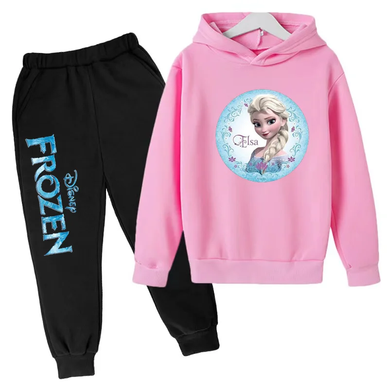 

Children Cute Anime Movie Princess Elsa Printed Sweatshirt Top+Trousers 2P Girls 3-12 Years Old Casual Charming Girl Costume Set