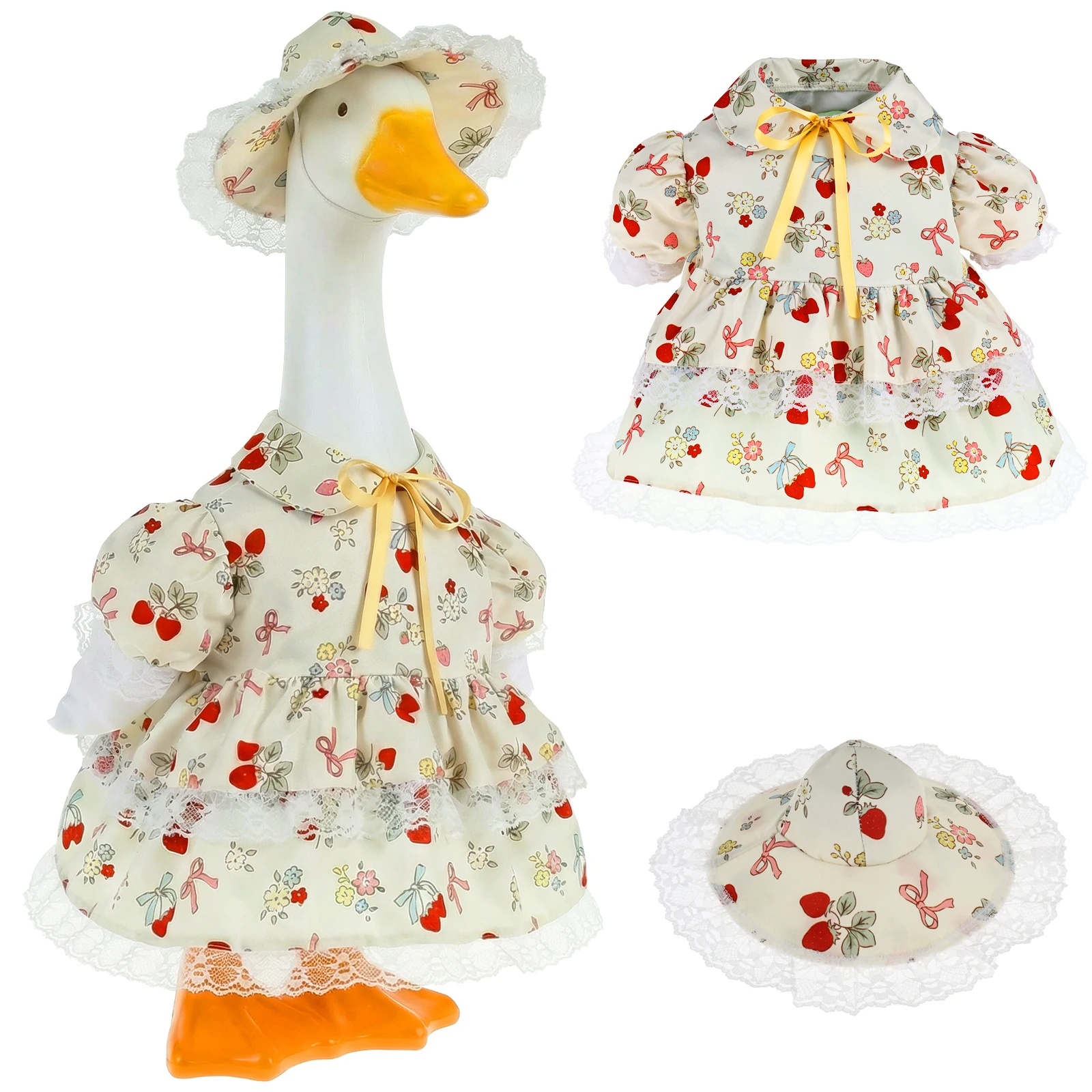 

Костюм для гуся на веранду, 23 дюйма в высоту, цементная статуя, яркий нарядный костюм для гуся, для летнего декора двора, газона, патио