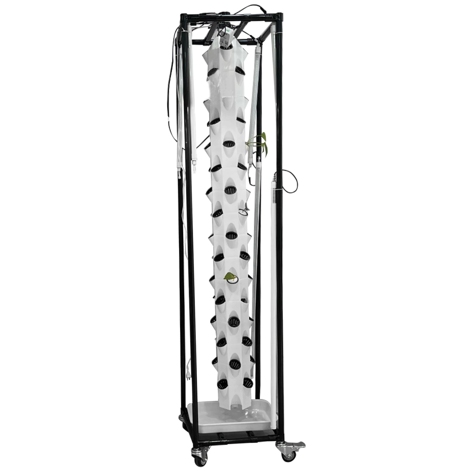 16 Layer 64 Hole Self-watering Pump Eco-friendly High Rigidity Small Space Rotate Hydroponic Tower Kit for Beginners