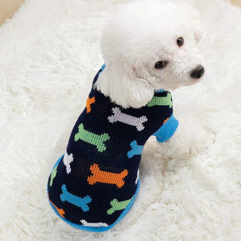 Puppy Dog Sweaters For Small Medium Dogs Cats Pet Clothes Winter Soft Warm Turtleneck Chihuahua Pullover Cartoon Puppy Coat