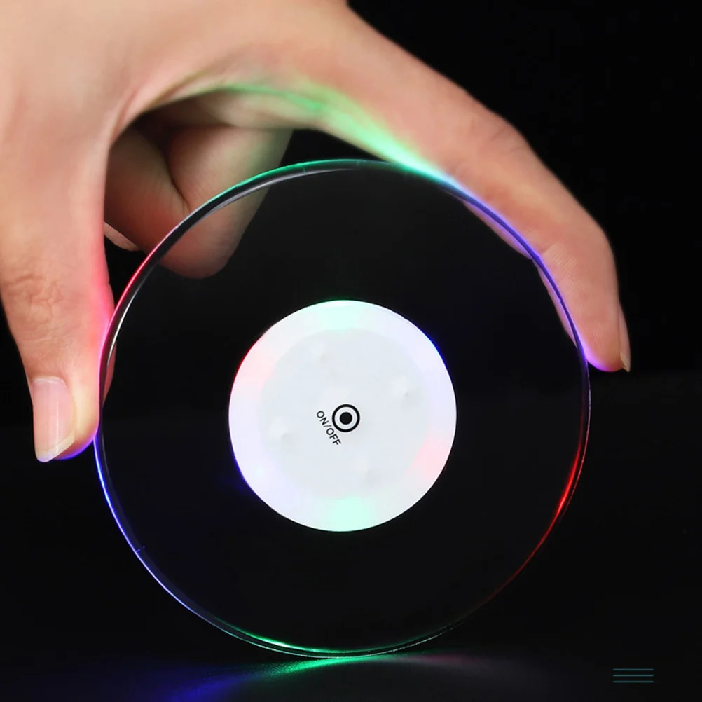 

Led Glowing Coaster Clear Acrylic Cup Mat Ultra Thin Light Up Drink Holder For Party Home Car Decor Colorful Illuminated
