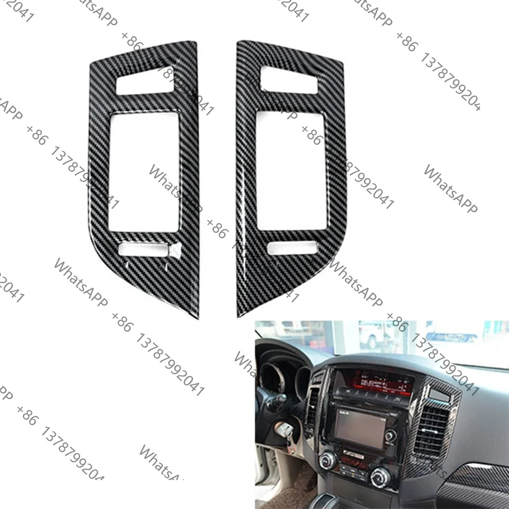 Carbon Fiber Dashboard Center Console A/C Air Vent Outlet Frame Trim Cover For Pajero 2007‑2019