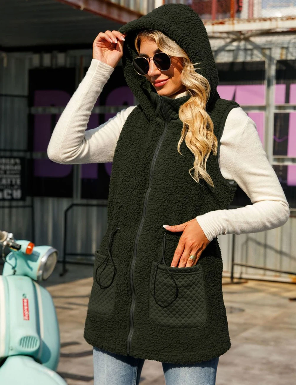 Gilet con cerniera da donna autunno inverno 2023 nuovo stile di imitazione pelliccia di agnello e pelliccia sciolto versione coreana gilet senza maniche panno