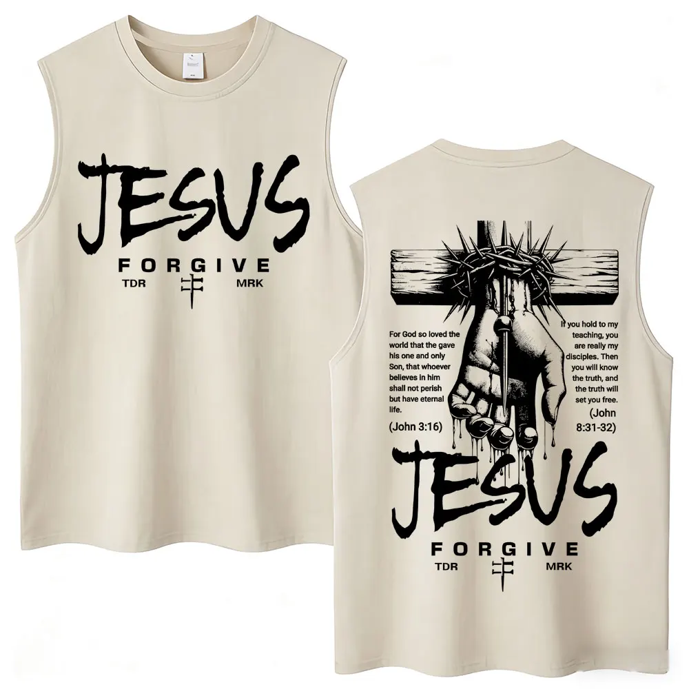 Wash Christian Jesus Tank Tops When You Pass Through Deep Waters I Will Be with You Vests Men Women Loose Cotton Sleeveless Tees