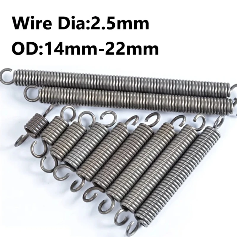 Pullback Spring Extension Tension Expansion Spring Open Hook Tension Spring Outer Wire OD:2.5mm Dia:14-22mm Length:45mm~260mm