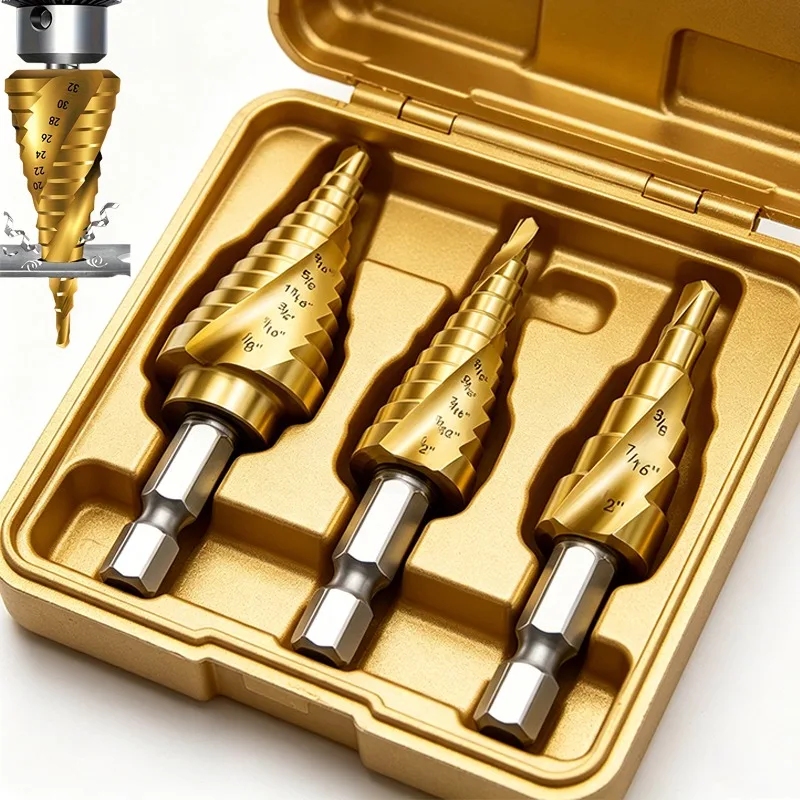 

5/1PCS HSS Bearing Steel Step Drill Bit High Speed Steel Single Spiral 4-20 Cone Drill Bit Wood Metal Hole Cutter Drilling Tools