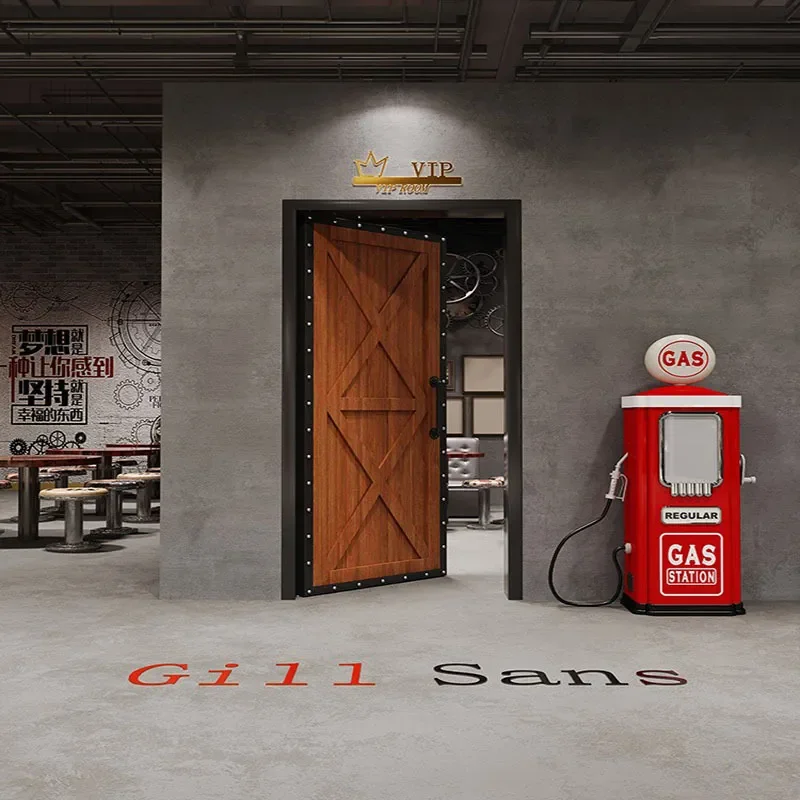 for Wrought Iron Industrial Style Retro Box Door for Restaurant Kitchen Bar Soundproof Bathroom Toilet Casement Solid Wood