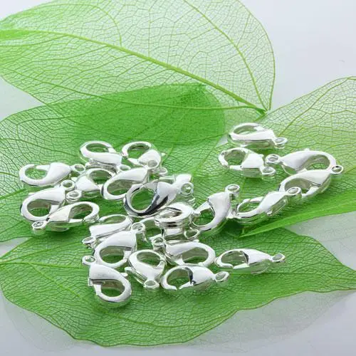 50pcs Jewelry Lobster Clasps Silver Plated Fish Hook Clasp for Bracelet Necklace Anklet Making