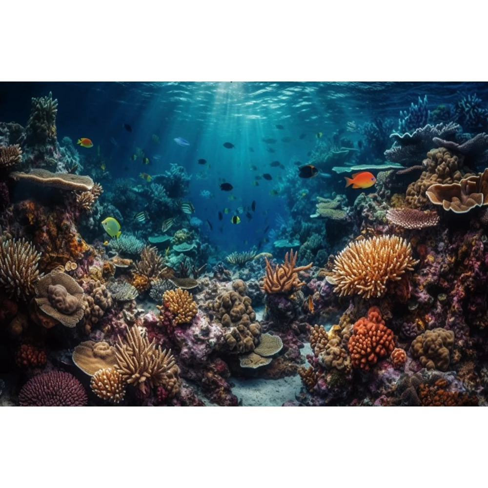 Underwater World Seabed Fish Coral Backdrop Undersea Aquarium Under The Sea Ocean Portrait Photography Background Photo Studio