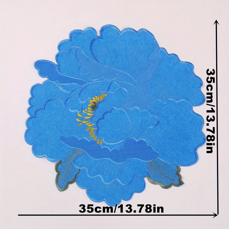 4/2PCS Embroidery Place Mat Peony Flower Plate Blooming Leaf Decorative Placemats Party for Holiday Wedding Dinner Christmas