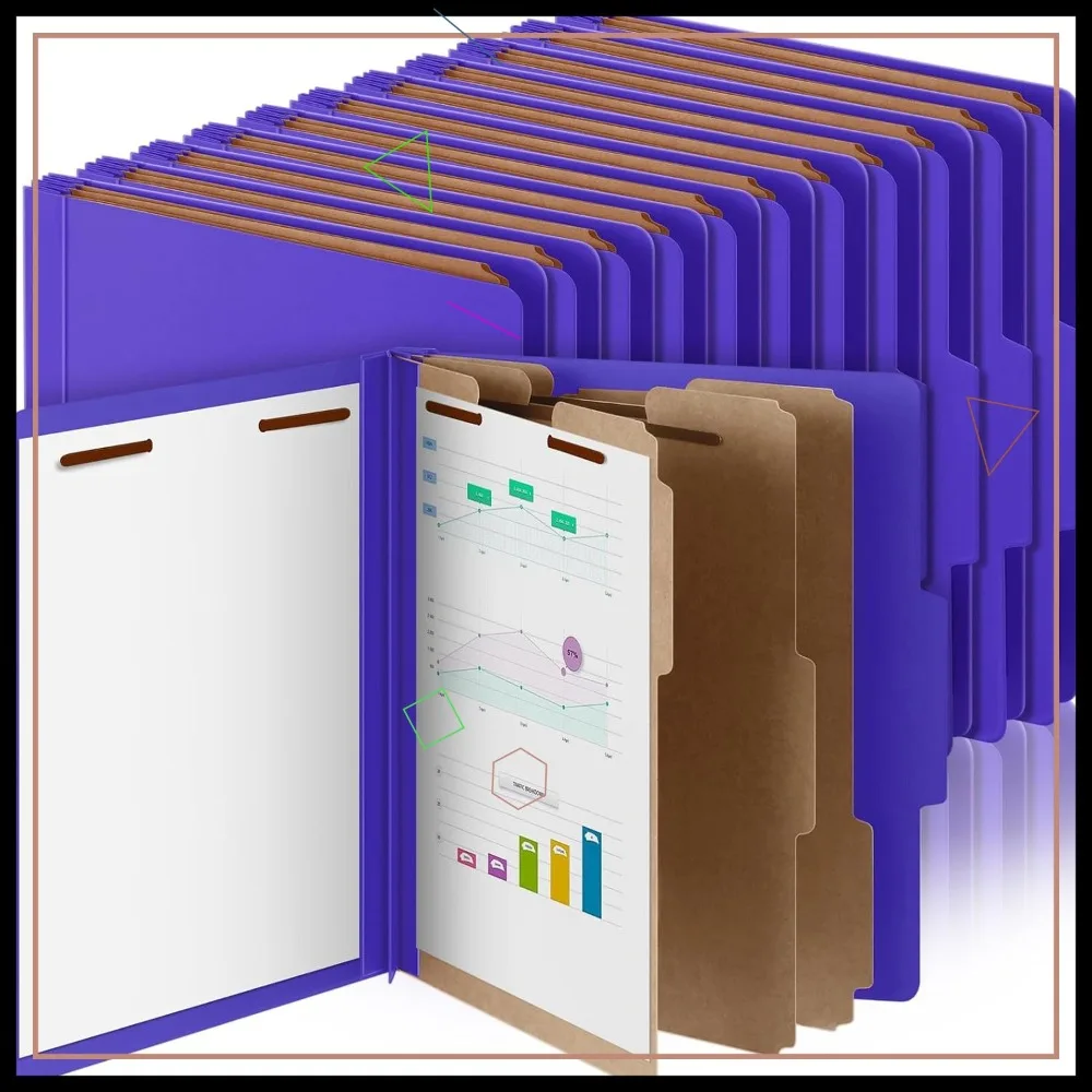 

24 Pcs Expanding File Folders with 3 Dividers, Letter Size Pressboard Organizer for School Office Use (Purple)