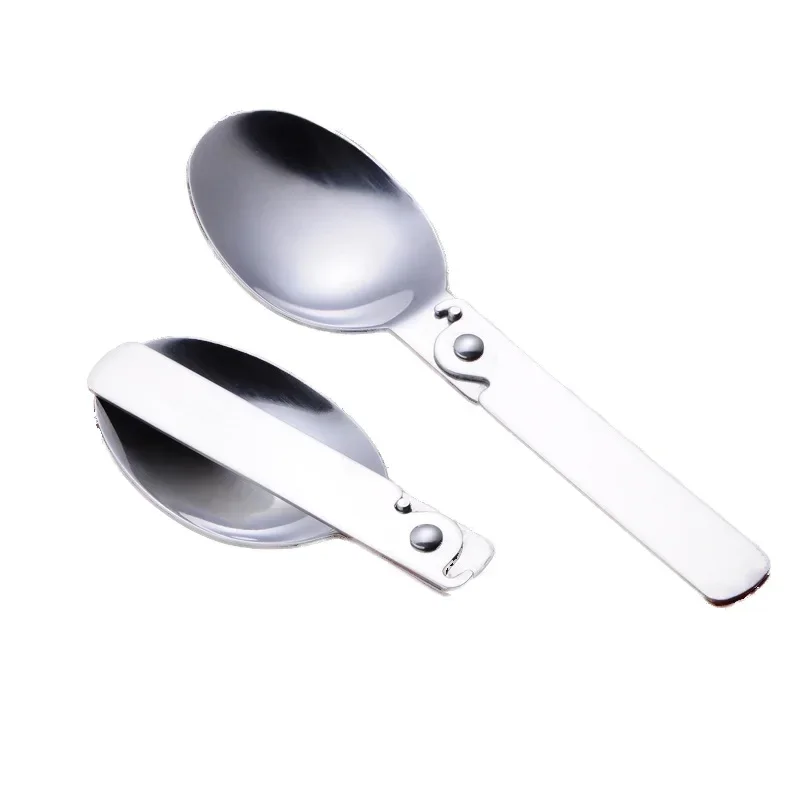 Stainless Steel Folding Spoon Portable Travel Tableware Soup Spoon Ice Cream Dessert Spoon Coffee Tea Kitchen Tool