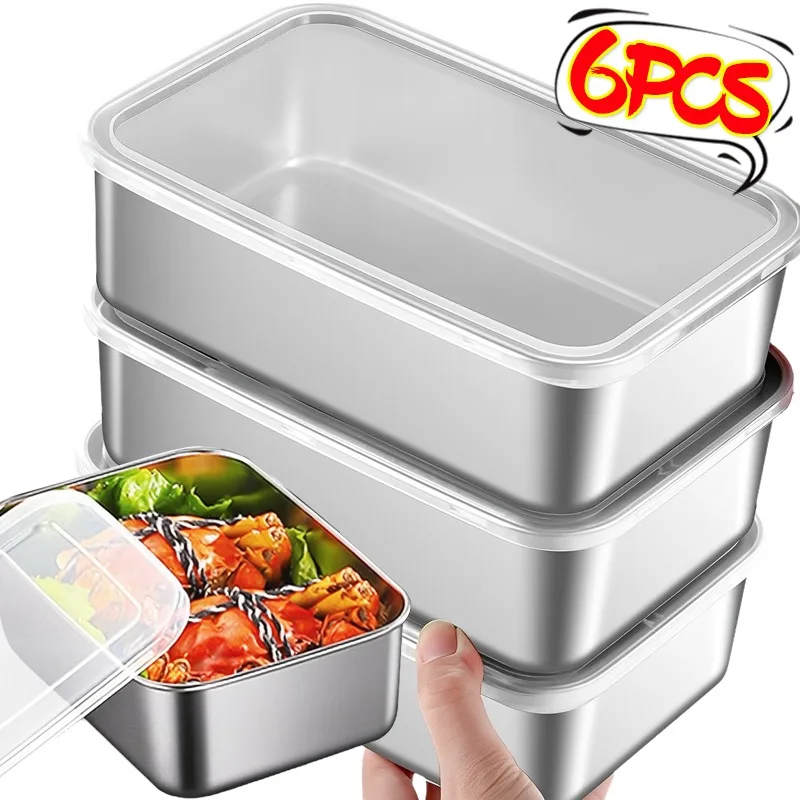 الفولاذ المقاوم للصدأ الطازجة حفظ صندوق ثلاجة محمولة حاوية تخزين المواد الغذائية التخييم نزهة طبق للسلطة منظم المطبخ حالات