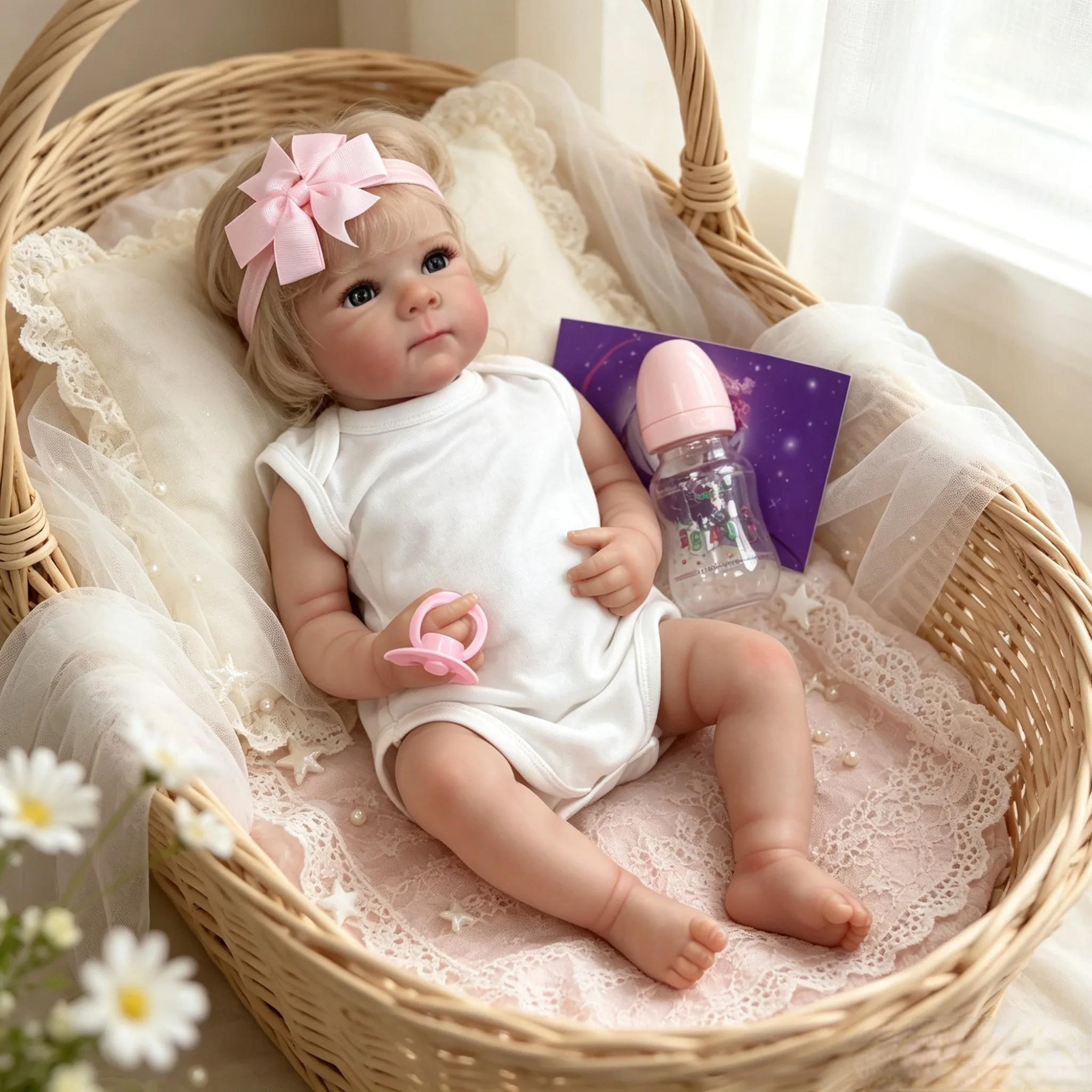 18 Inch Bettie Full Vinyl Reborn Baby Doll Hand Rooted Hair Lifelike Real Touch Factory Painted Collectible Birthday Gift（TT） view 3