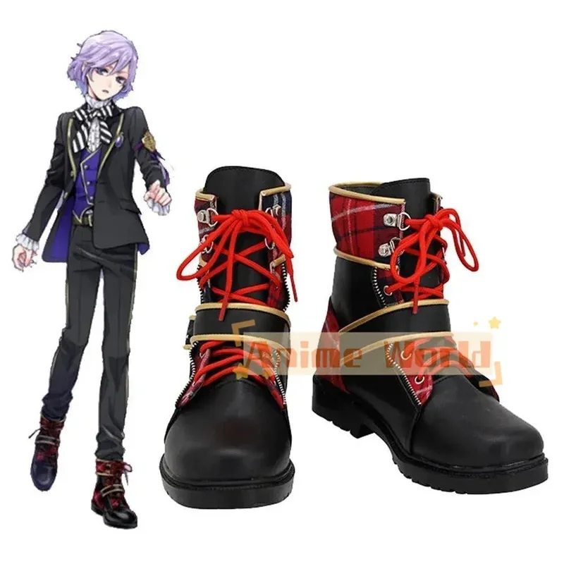 

Twisted Wonderland Pomefiore Epel Felmier Black Red Boots Cosplay Shoes Custom-Made Halloween Party Props