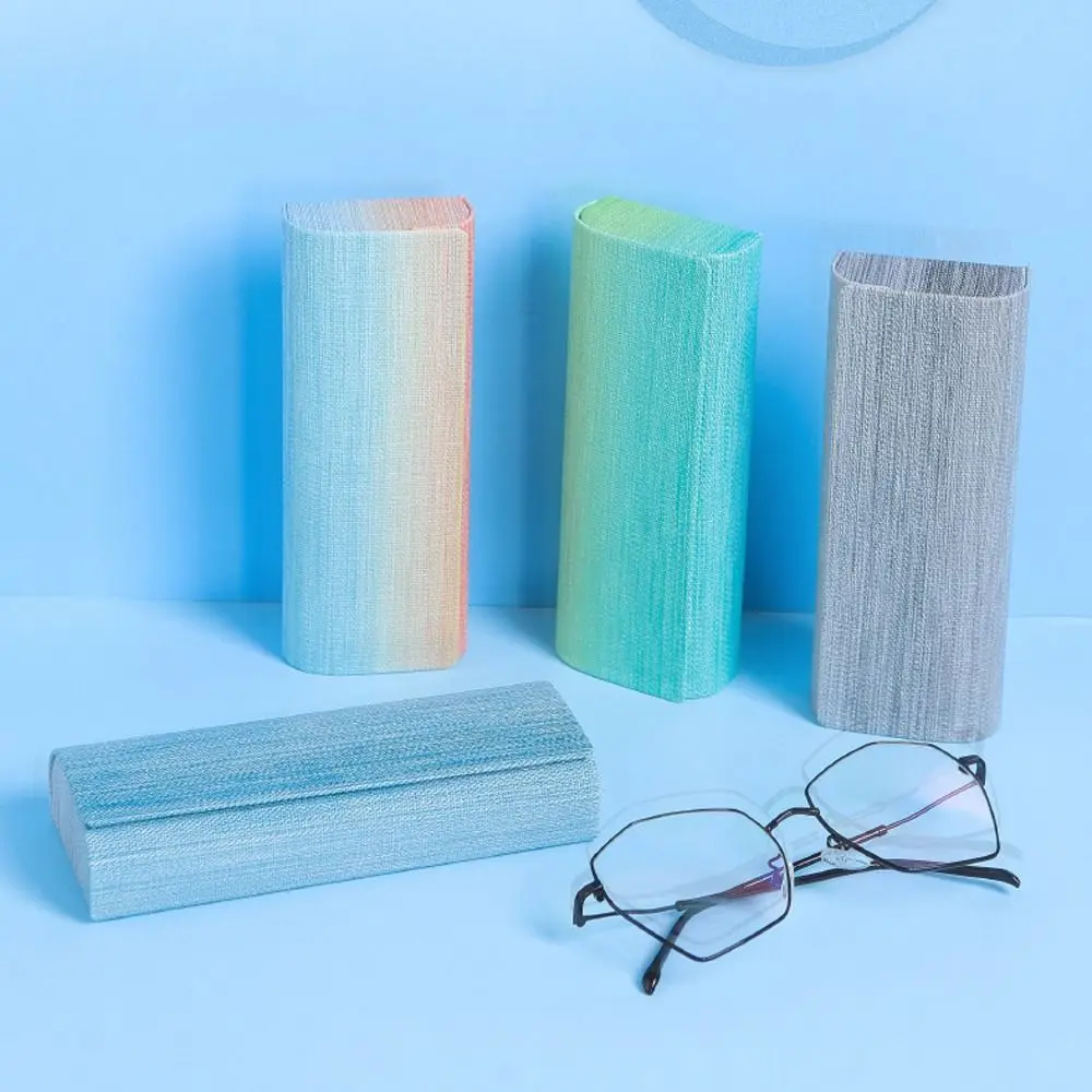 صندوق تخزين نظارات شمسية قوس قزح من الجلد الصناعي للرجال ، صندوق نظارات معدني ، كم واقي بسيط