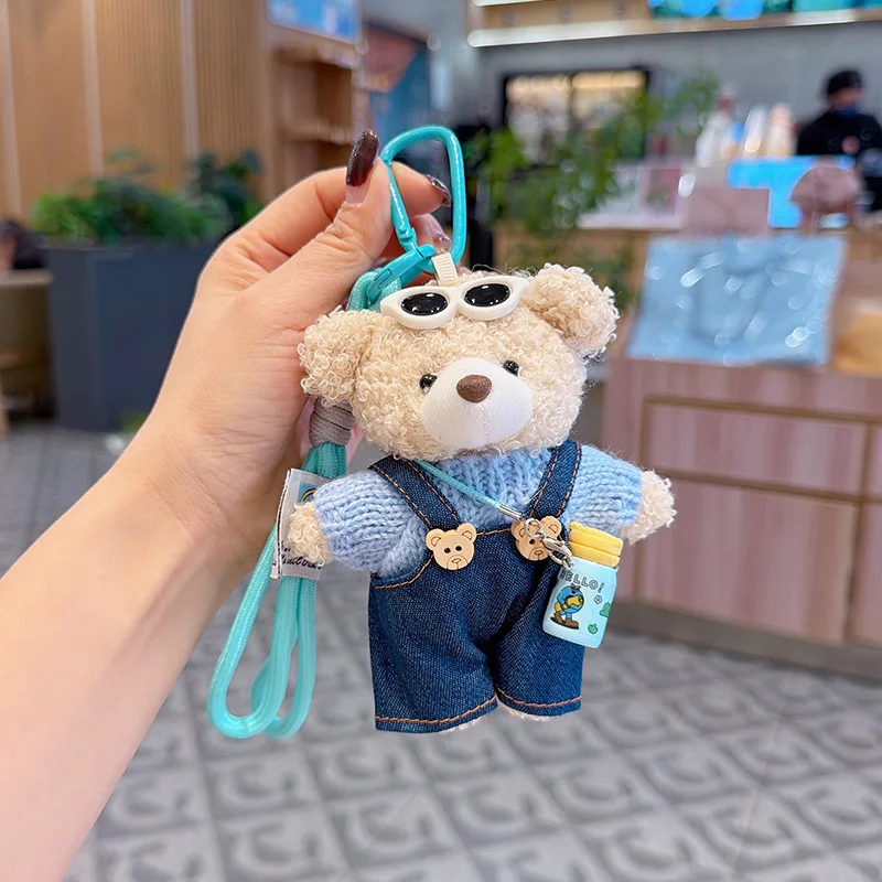 New Personality Water Bottle Overalls Sweater Teddy Bear Doll Keychain Pendant Cute Fashion Plush Doll Bag Charm Children's Toys