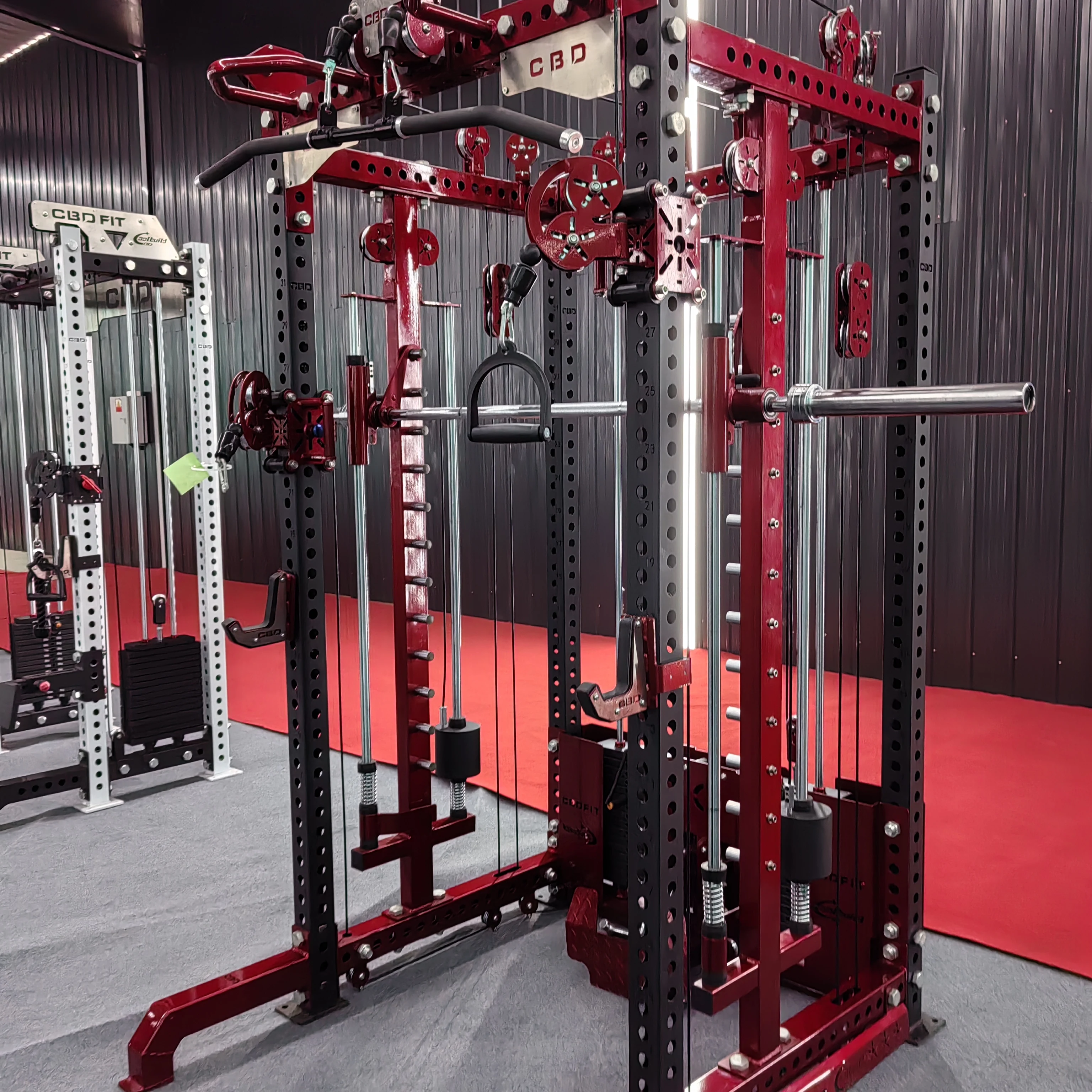 Vertical Leg Press Power Cage Squat Rack with LAT-Pull Down Cable Crossover Rotating Arms System Gym Equipment All in One