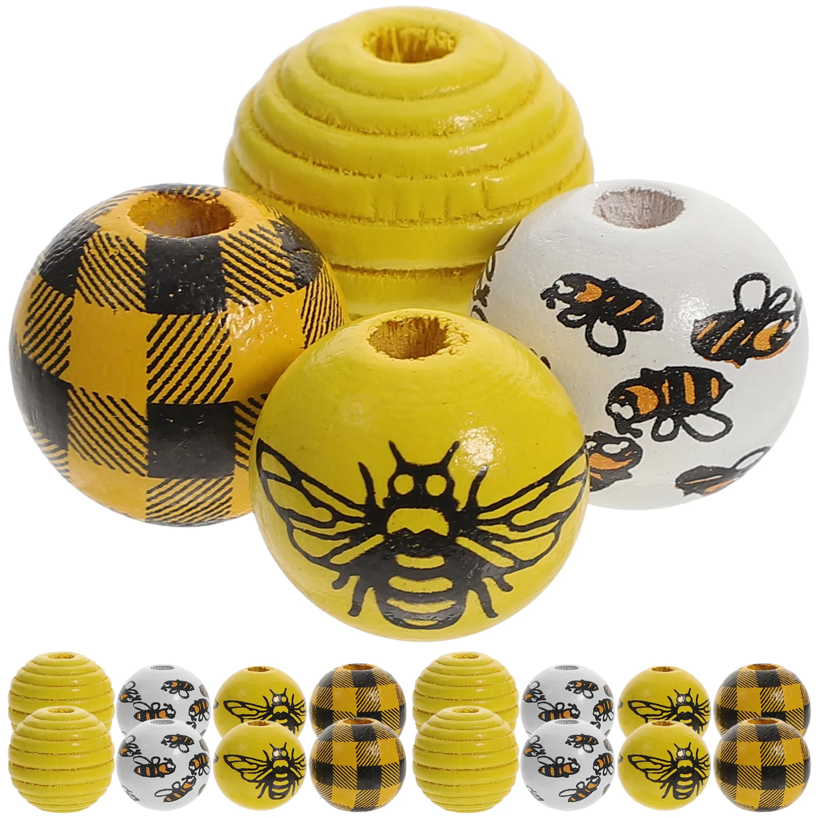 

120 Pcs Children's DIY Wood Bead Jewelry Unique Handcraft Beads Accessories Accessory Spacer for Making Wooden Bulk Bee Themed