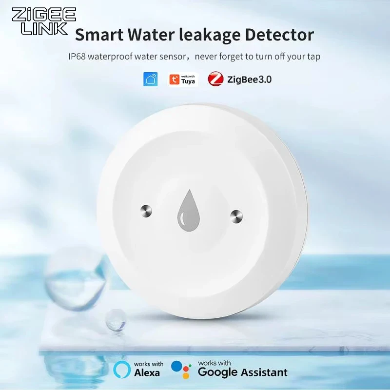 Tuya ZigBee Water Leak Sensor Detector Flood Leakage Alarm Smart Home Security Real Time Detection Smart Life App Remote Control