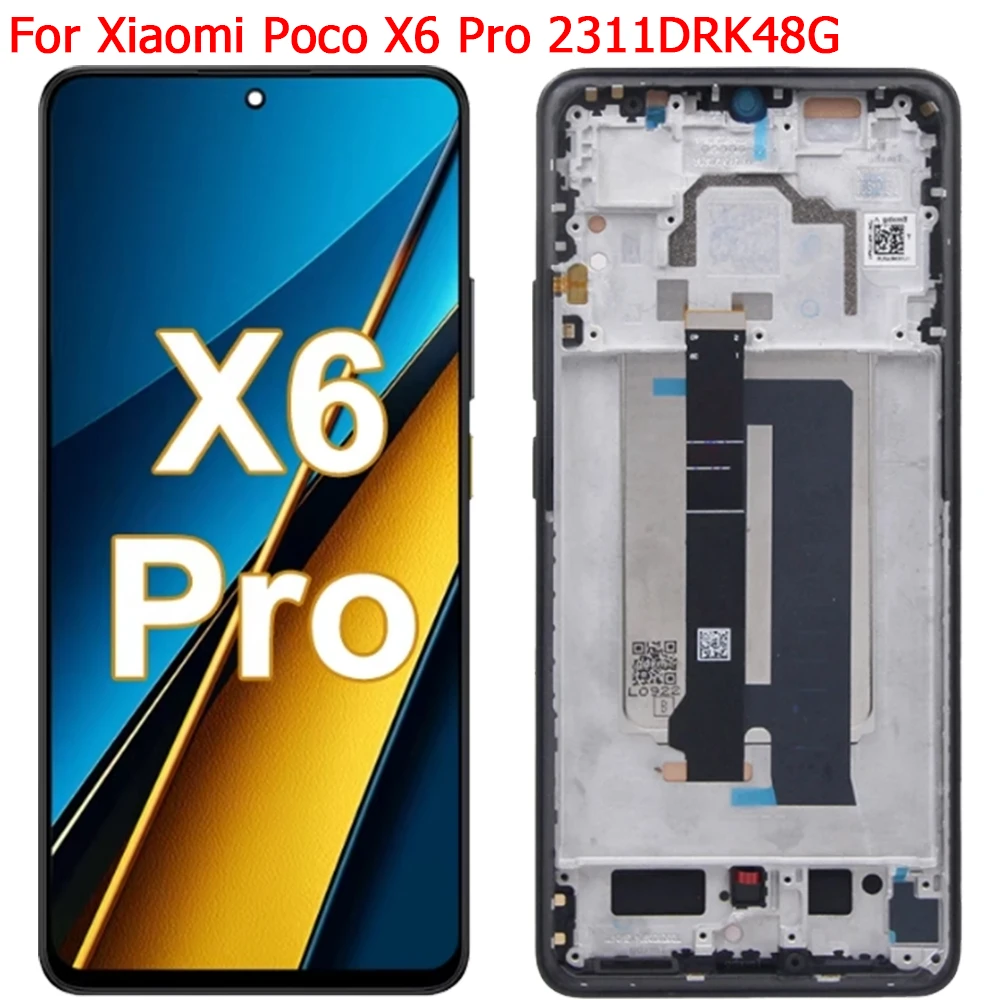 

Оригинальный ЖК-дисплей для Xiaomi Poco X6 Pro, сенсорный экран с рамкой 6,67 дюйма, Poco X6Pro 2311DRK48G 2311DRK48I, ЖК-экран