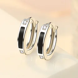 Simple Female Earrings 925 SIlver Needle Single Row Zircon Small Earrings For Women Promise Love Wedding Jewelry Pendientes