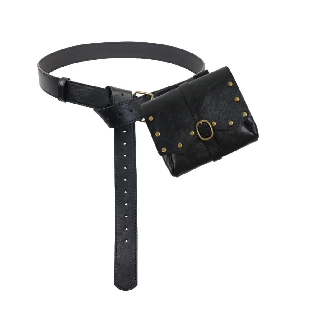 1/2Pcs Medieval PU Leather Harness Belt Waist Bag Set, Renaissance Cosplay Satchel, Unisex Retro Costume Accessory