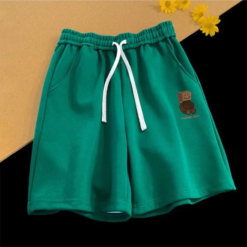 

Trendy Bear Print Simple Casual Sporty Pants Youth Loose Shorts