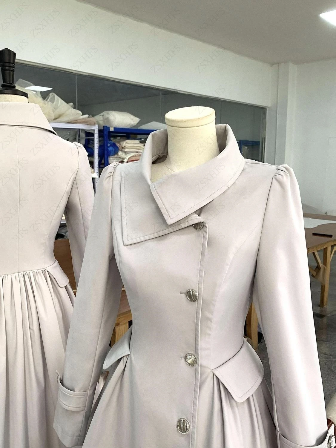 Kurtki wełniane damskie khaki, eleganckie, grube, średniej długości, z temperamentem, odzież wierzchnia na jesień i zimę, z paskiem, popularne, wełniane, moda koreańska.