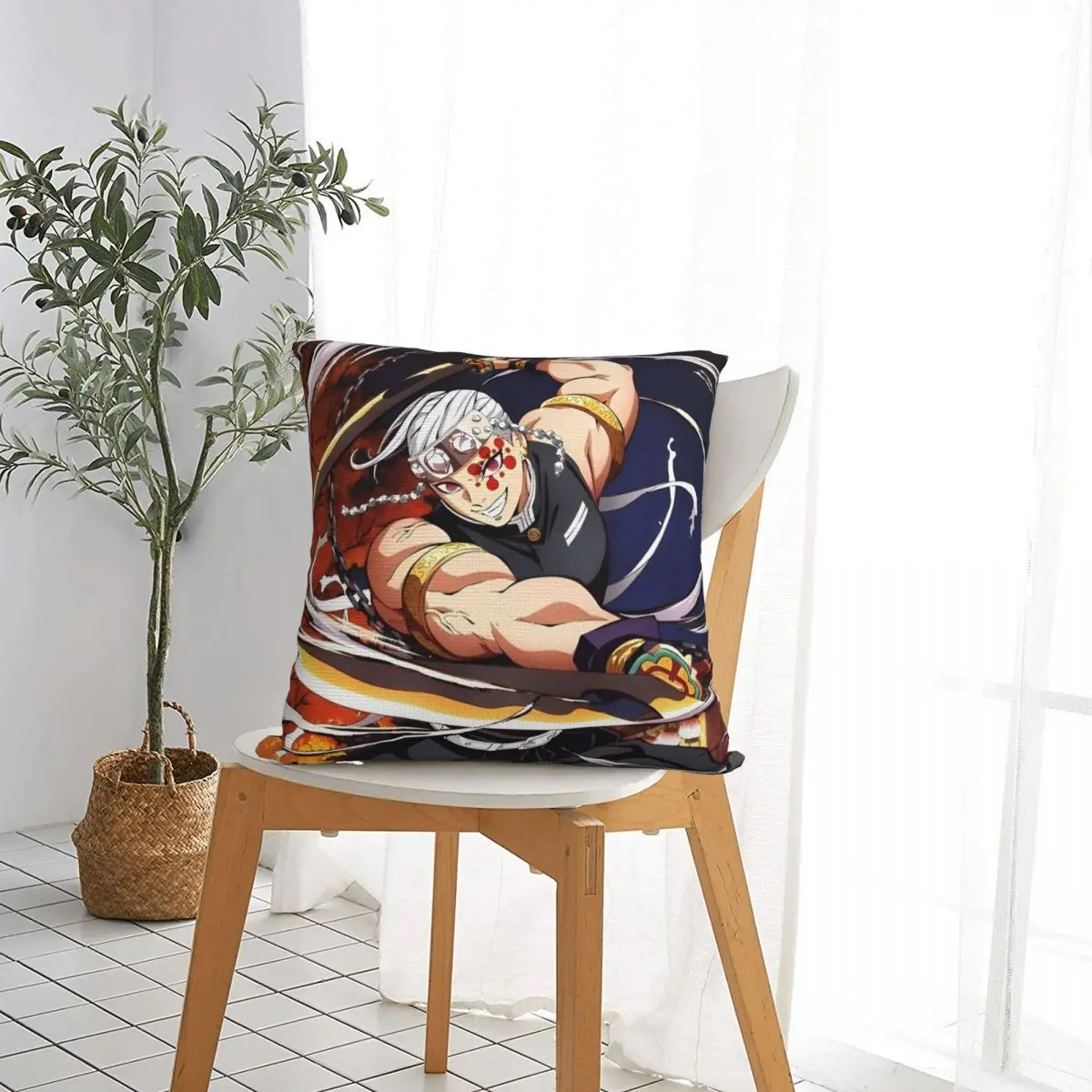 Sound Hashira Tengen Uzui Square Pillow Cases Demon Slayer Cushion Cover Novelty Decor Throw Pillow Case Cover for Living Room