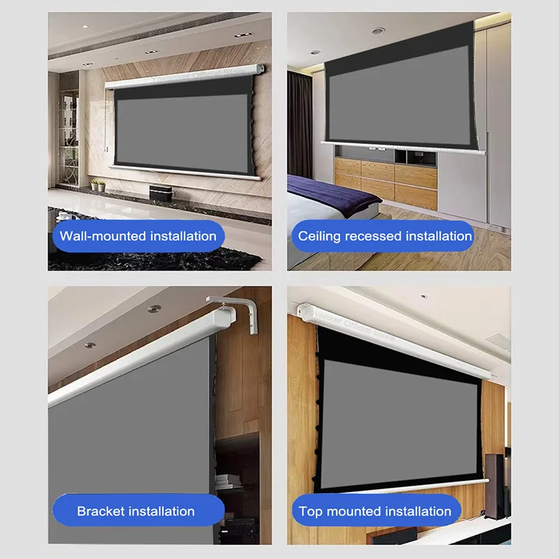 Motorized Tab Tension Projector Screen ALR High Class Black Diamond Material 60-150 Inch for Long Throw Projectors Support 4K 3D
