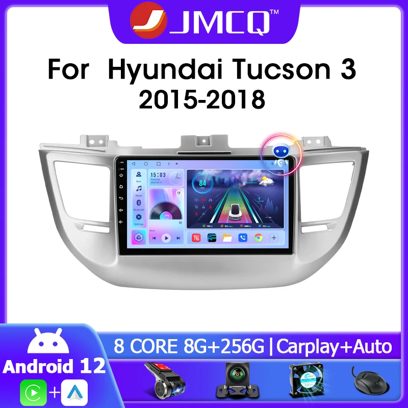 

Автомагнитола JMCQ 2 Din Android 12 для Hyundai Tucson 3 IX35 2015-2018 мультимедийный плеер навигация GPS 4G Авторадио Carplay