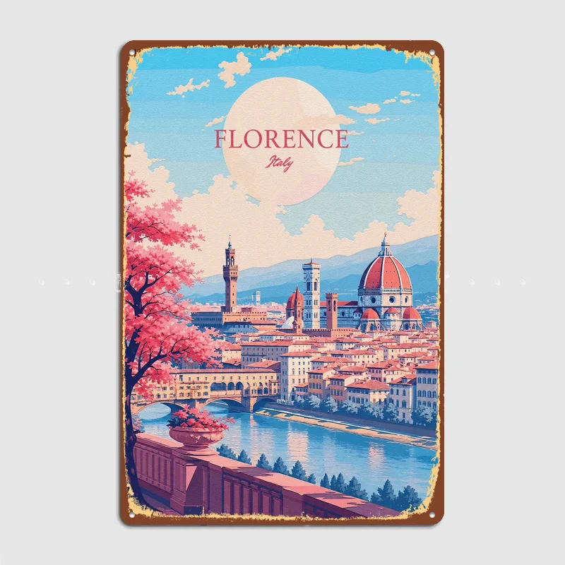 Florence Italy Travel Metal Custom Sign Living Room Wall Indoor Decor Room Decoration Bedroom Posters Home Decor