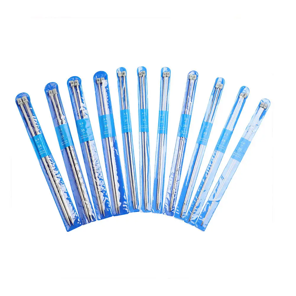 22 Pcs Tools Stainless Steel Crochet Hooks Single Pointed Knitting Needles Chunky