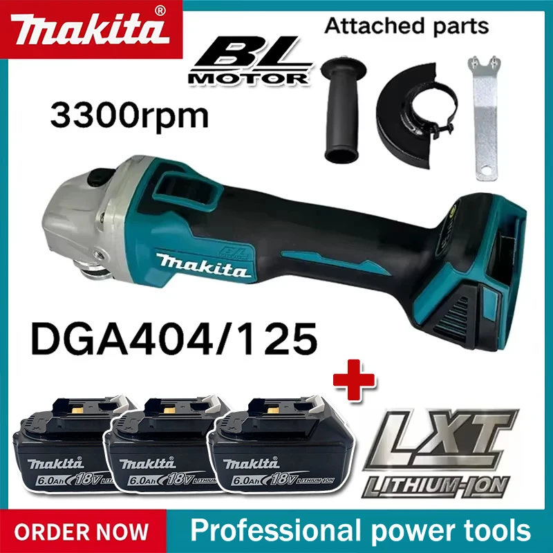 Makita DGA404 125 mm/100 mm bürstenloser Lithium-Elektro-Winkelschleifer, wiederaufladbare Schneidemaschine, Hochleistungs-Poliermaschine