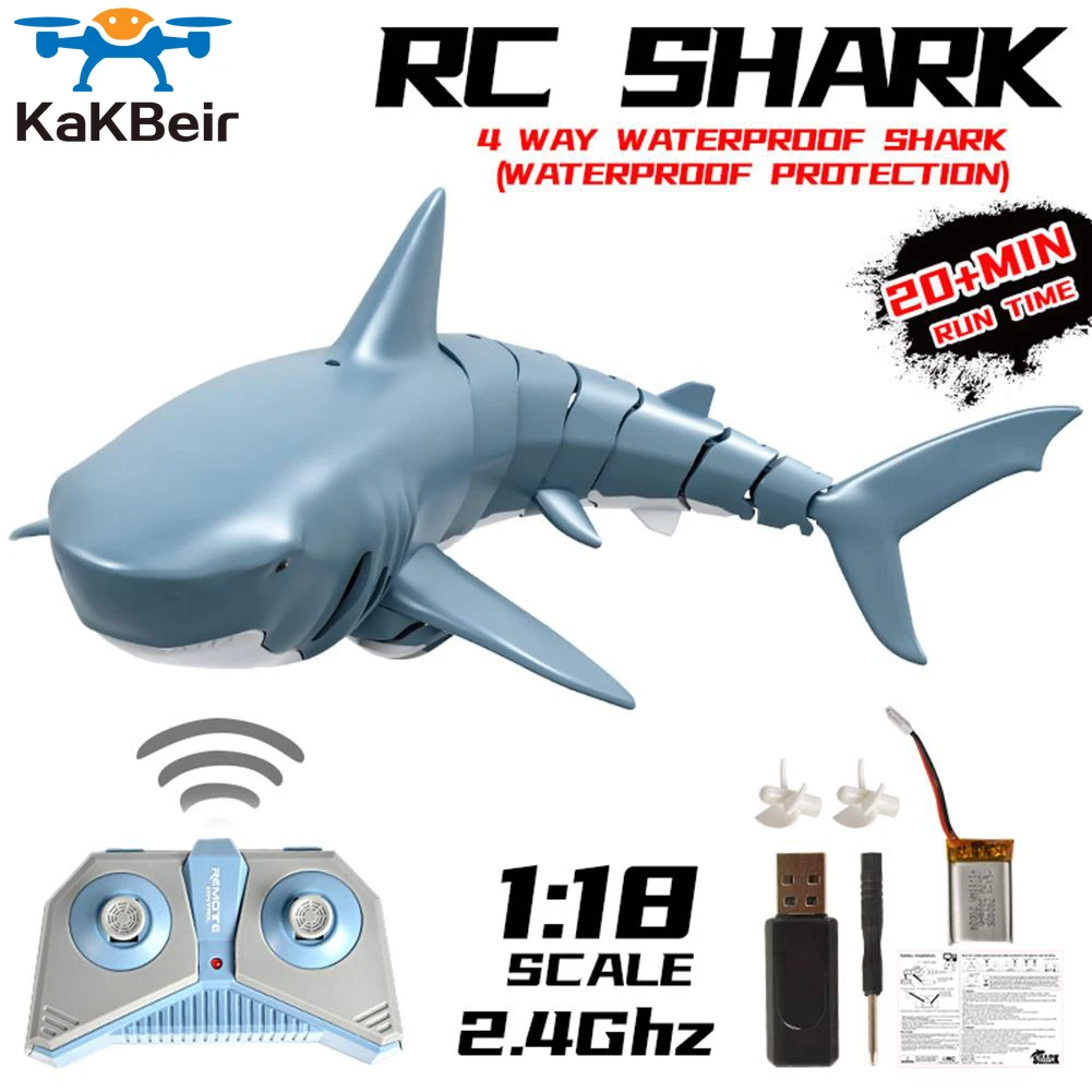 

2.4G remote control shark boat simulation toy swimming pool bathroom baby bath toy shark waterproof protection