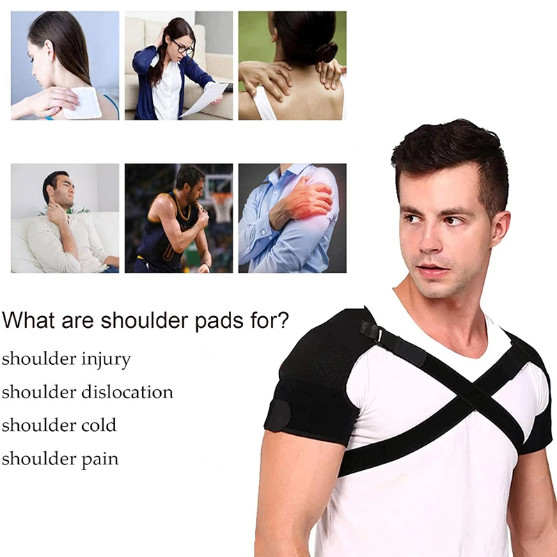 Double Shoulder Brace Adjustable Shoulder Strap Sports Shoulder Support Belt Protector Back Pain Relief Cross Compression Band