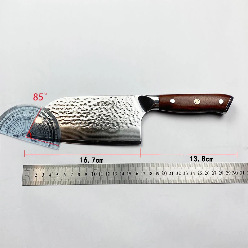 6.6 Inch Slicing Knife Damascus Steel 9Cr18MoV Blade Rosewood Handle Sharp Chef Cleaver Professional Kitchen Knife Cooking Tools