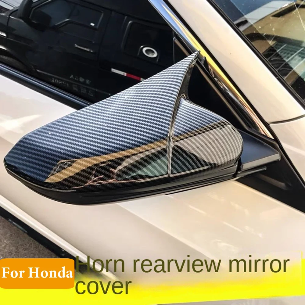 

For Honda CIVIC 10th 2016-2020 Car Rearview Side Mirror Cover Wing Cap Exterior Sticker Rear View Case Trim Carbon Fiber Black