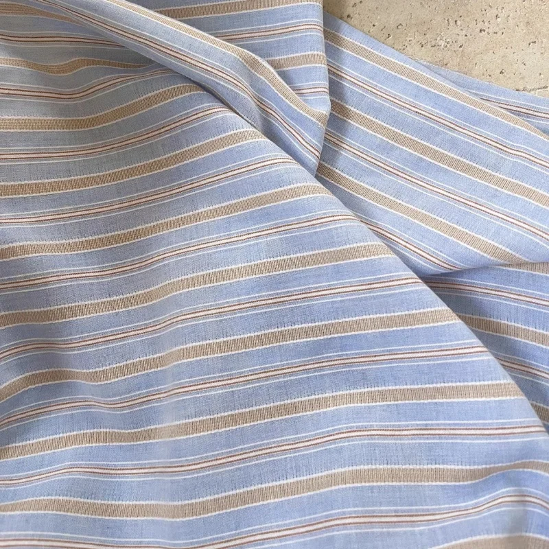 

Vintage blue and white striped hairband baby clothes children's clothing fabric handcrafted shirt dress cotton comfortable fabri