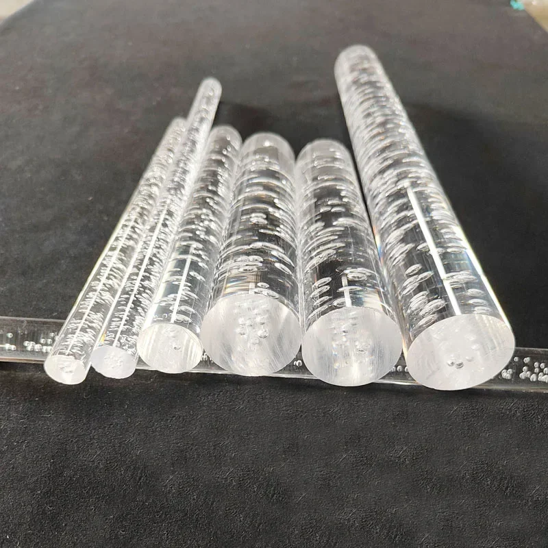 Transparent Acrylic Plastic Plexiglass Solid Rod PMMA Round Bar Organic Glass Rod Bubbles Rod Clear Light Guide Plastic Sticks