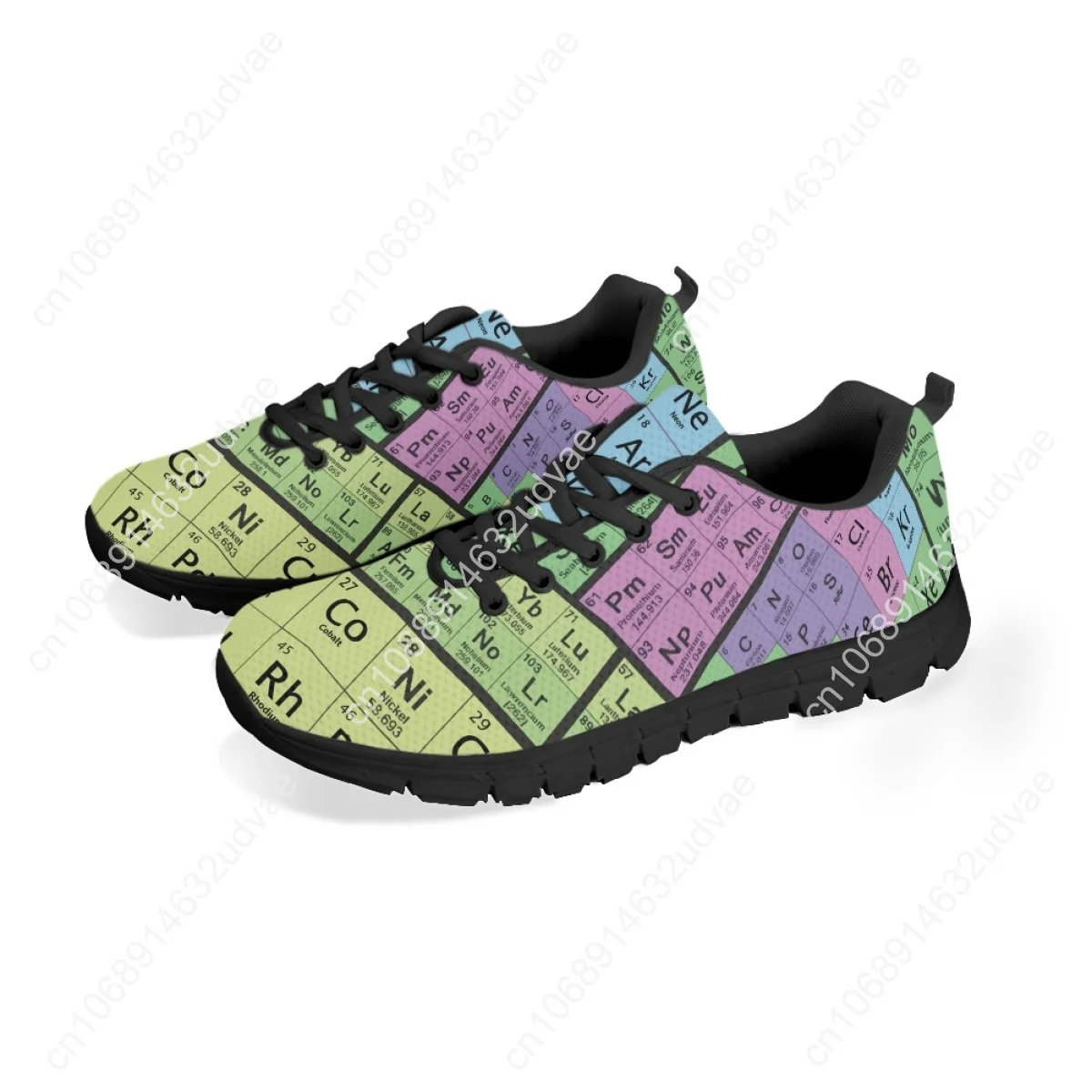 Women 3D Periodic Table Print Sneakers For Students Chemistry Pattern Mesh Flats Femme Walking Shoes Zapatos Mujer