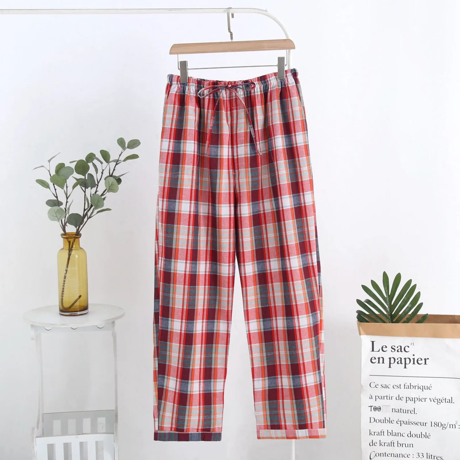 Men's Home Pants Fashion Casual Large Plaid Pajama Trousers Can Be Worn Outside Pajamas Clothing For Man Fast Shipping