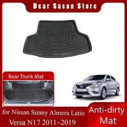 Car Rear Trunk Mat for Nissan Sunny Almera Latio Versa N17 2011~2019 Tray Waterproof Floor Pad Space Boot Carg Cover Accessories