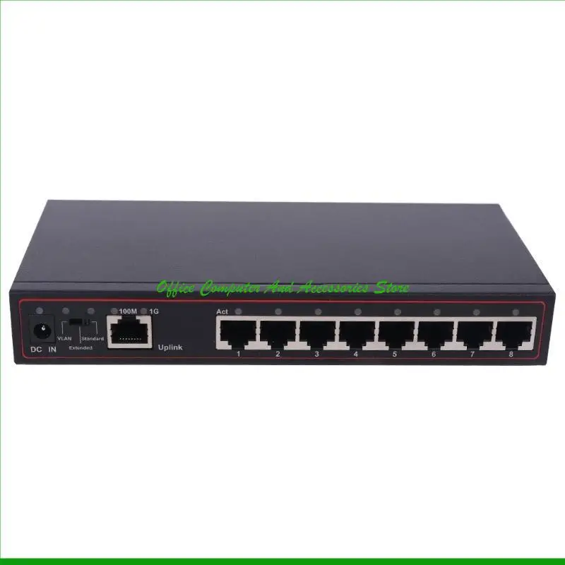 

U55C 9 Ports Fast Ethernet Switch 8 Ports 100M + 1 Port 1G VLAN Support Desktop High Speed Heat Dissipation US Plug Adapter