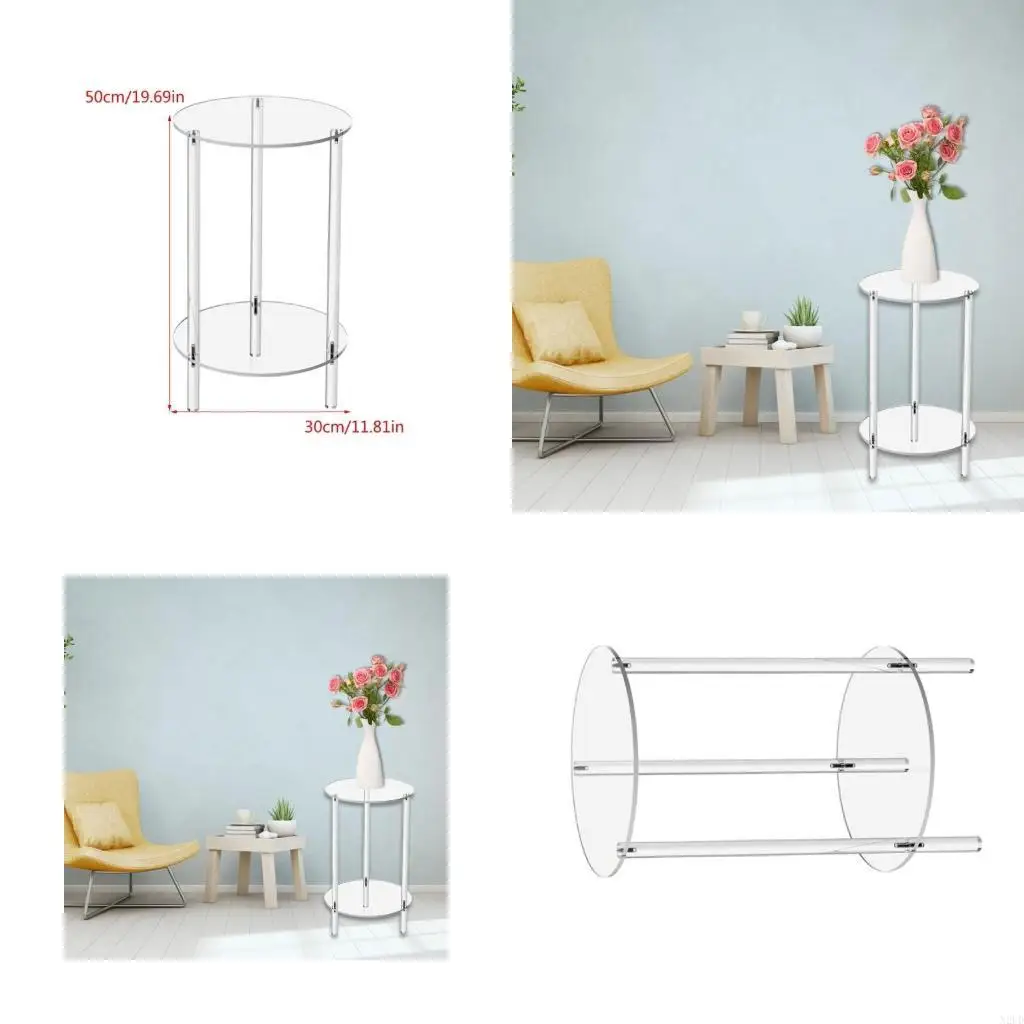 

Elegant Home Accessory Portable Round Side Table Storage Shelves for Living Room N2UD