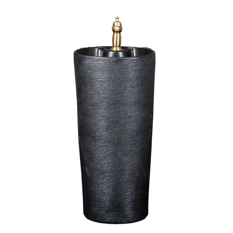 

Ceramic column type washbasin integrated floor type outdoor washbasin courtyard bathroom balcony pool
