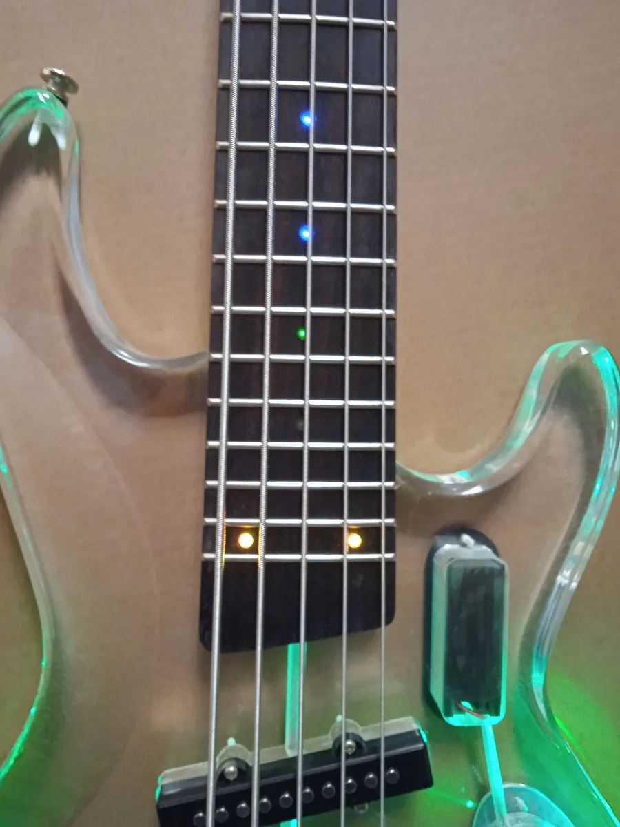 Electric Bass 5 string clear  LED light Acrylic Guitars