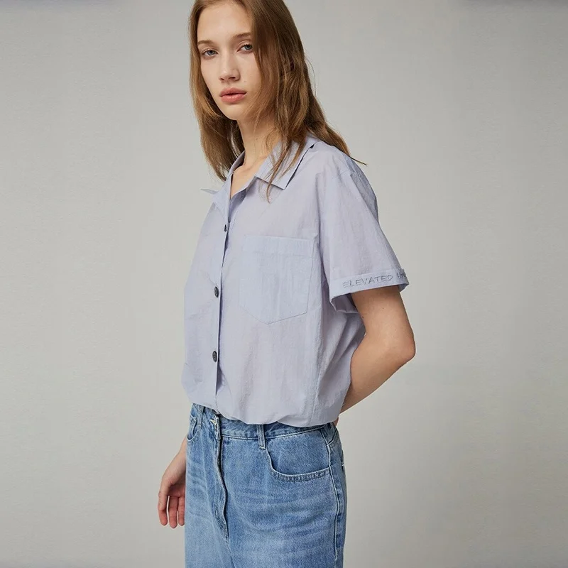 

Commuter Versatile Slimming ort Sve irt QPP Brand Korean Sle Button Detail Pleated Dstring Collar All-match